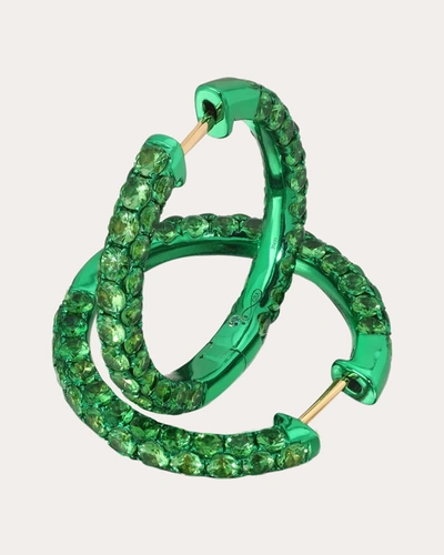 Shop Graziela Gems Women's Large Green Tsavorite 3-sided Hoop Earrings