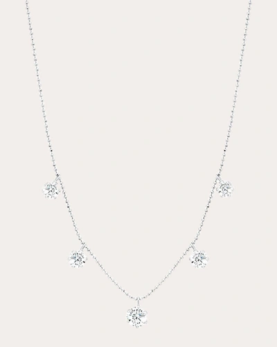 Shop Graziela Gems Women's 18k White Gold Large Floating Diamond Station Necklace In Silver
