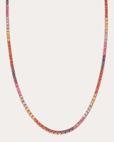 Graziela Gems Women's Magia 18k Gold Sapphire Tennis Necklace In Rainbow
