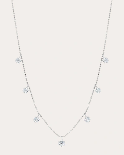 Shop Graziela Gems Women's 18k White Gold Medium Floating Diamond Station Necklace In Silver