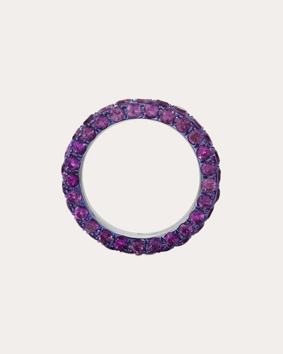 Shop Graziela Gems Women's Amethyst 3-sided Band Ring In Purple