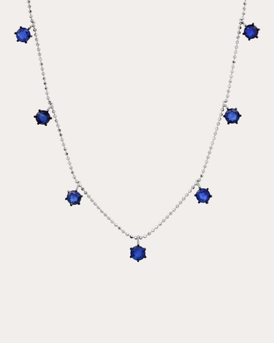 Shop Graziela Gems Women's Floating Blue Sapphire Station Necklace In White Gold/blue