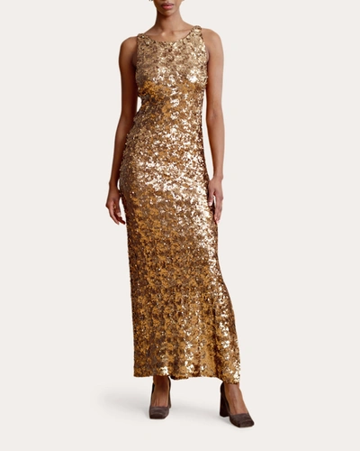 Shop Bytimo Women's Sequin Maxi Dress In Gold