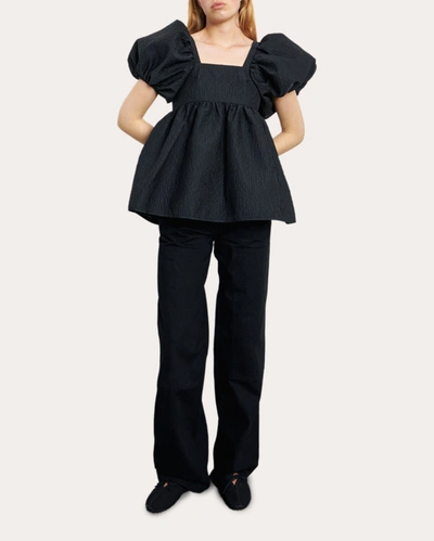 Shop Cecilie Bahnsen Women's Alma Stria Matelassé Top In Black