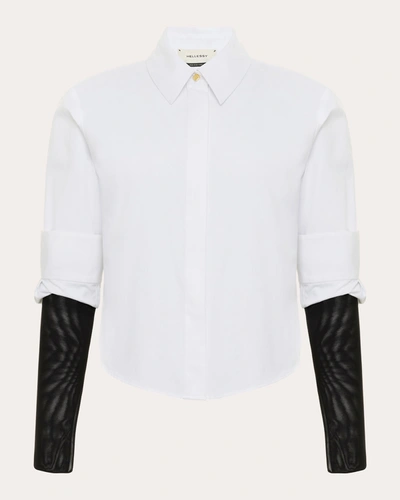 Shop Hellessy Women's Declan Tulle-sleeve Shirt In White