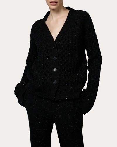 Shop Santicler Women's Susan Cable Knit Cashmere Cardigan In Black
