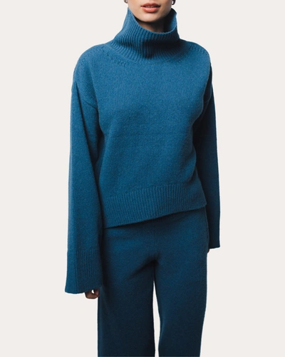 Shop Santicler Women's Cio Drop-shoulder Cashmere Pullover In Blue