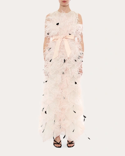 Shop Huishan Zhang Women's Mystique Feathered Gown In Pink