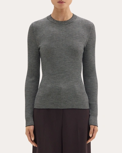 Shop Theory Women's Regal Wool Long-sleeve T-shirt In Mink/dark Charcoal
