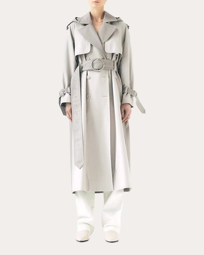 Shop Caalo Women's Water-resistant Cotton Trench Coat In Grey