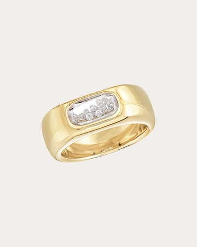 Moritz Glik Women's Dalila 18k Gold Crystal And Diamond Cigar Band Shaker Ring In Gold
