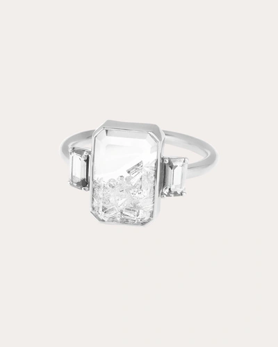 Shop Moritz Glik Women's Three-stone Emerald-cut Shaker Ring In Silver