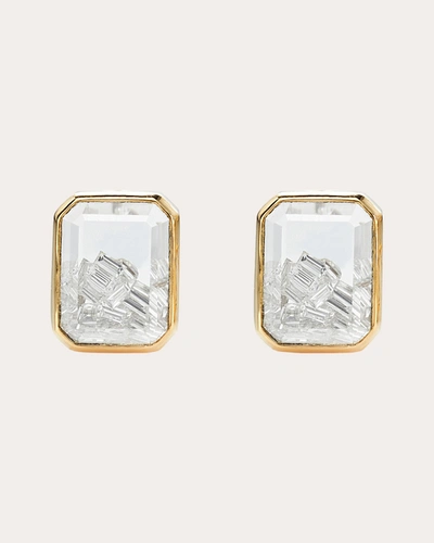 Moritz Glik Women's Esmeralda 18k Gold Crystal And Diamond Shaker Stud Earrings In White