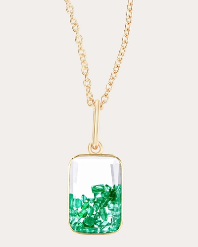 Shop Moritz Glik Women's Ten Fourteen Rose-cut Emerald Shaker Pendant Necklace In Green