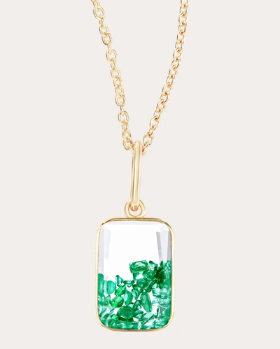 Moritz Glik 18k Yellow Gold Emerald And Sapphire Necklace In Green