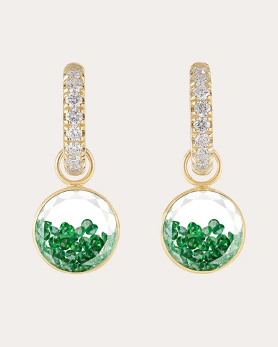 Moritz Glik Women's Gala 18k Gold Crystal Emerald And Diamond Shaker Hoop Earrings In Green