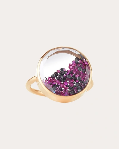 Shop Moritz Glik Women's Black Diamond & Ruby Core 15 Ring 18k Gold In Pink