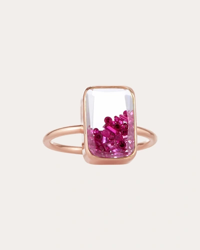 Shop Moritz Glik Women's Ten Fourteen Ruby Petite Ring 18k Gold In Pink