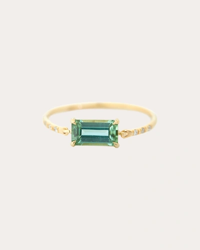 Shop Yi Collection Women's Mint Tourmaline & Diamond Petite Circle Ring In Green