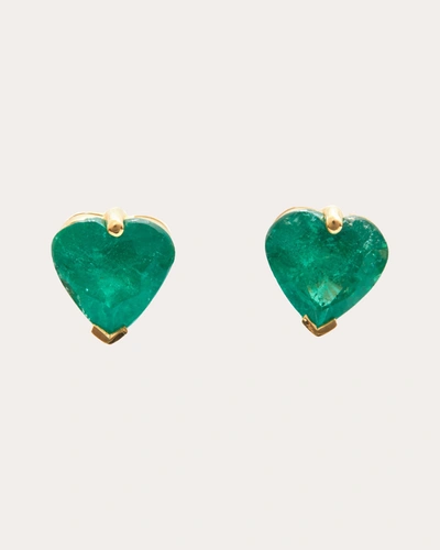 Shop Yi Collection Women's Emerald Heart Supreme Stud Earrings In Green