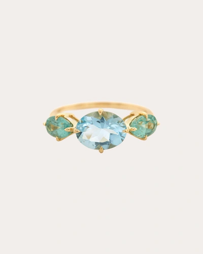 Shop Yi Collection Women's Aquamarine & Apatite Macaroon Ring In Blue