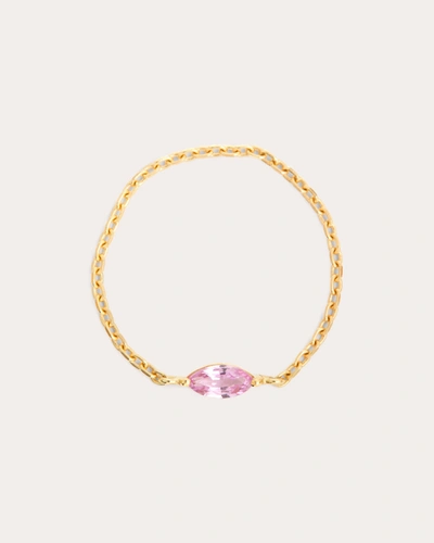 Shop Yi Collection Women's Pink Sapphire Petite Marquise Chain Ring 14k Gold