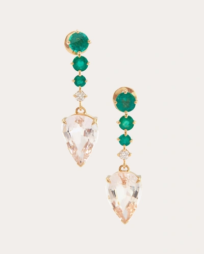 Shop Yi Collection Women's Emerald & Morganite Arrow Drop Earrings In Green