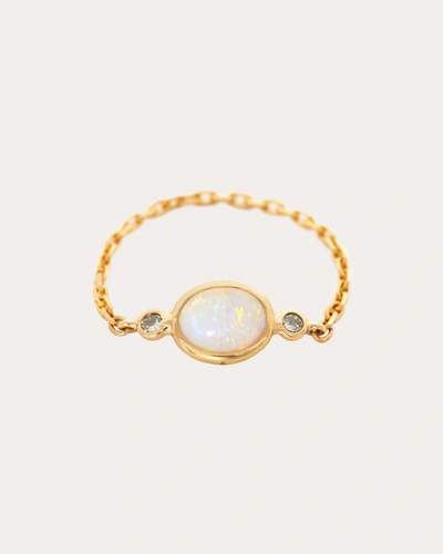 Shop Yi Collection Women's Opal & Diamond Eos Chain Ring In White