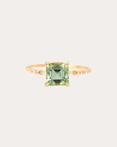 Shop Yi Collection Women's Diamond & Mint Tourmaline Asscher Petite Circle Ring In Green