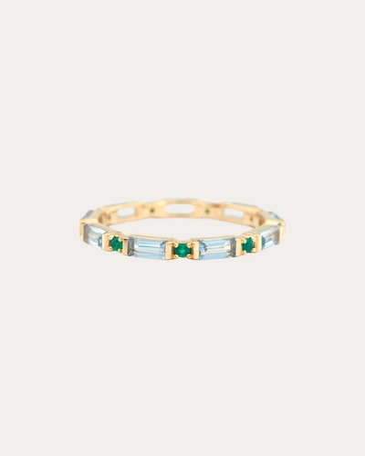 Shop Yi Collection Women's Aquamarine & Emerald Infinity Ring In Blue