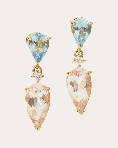 Shop Yi Collection Women's Aquamarine & Morganite Drop Earrings In Blue & Peach