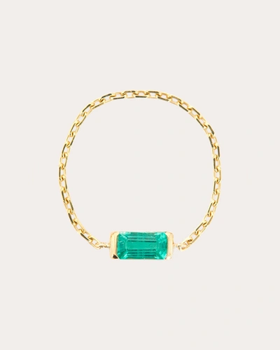 Shop Yi Collection Women's Emerald Cut Chain Ring In Green