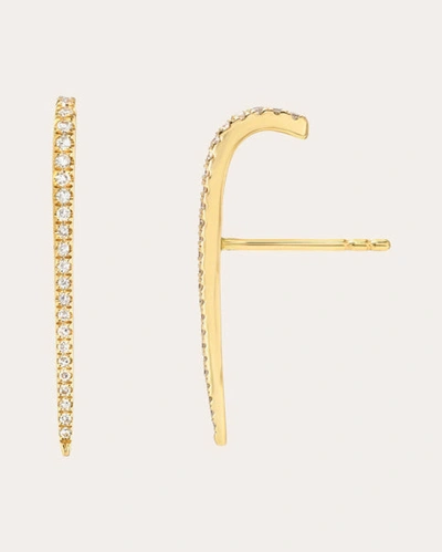 Shop Zoe Lev Women's Diamond Curved Bar Earrings In Gold
