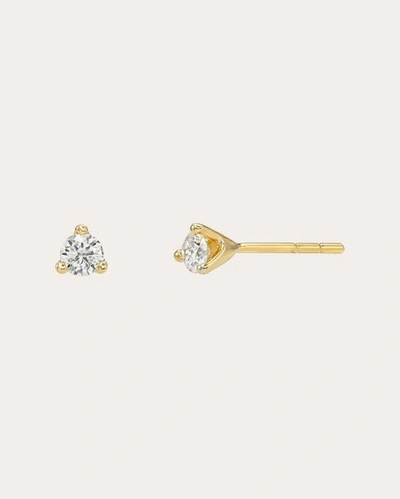 Zoe Lev 3 Prong Diamond 14k Yellow Gold Stud Earrings In Gold