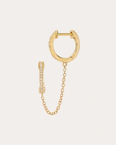 Shop Zoe Lev Women's Diamond Chain Huggle Earrings In Gold