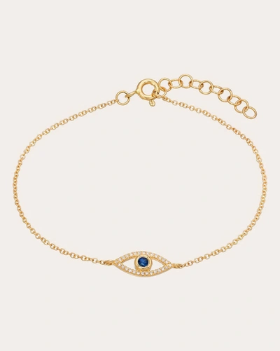 Shop Zoe Lev Women's Diamond &sapphire Evil Eye Bracelet In Gold