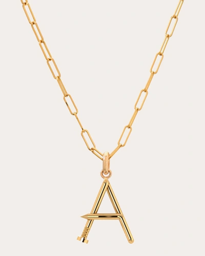 Zoe Lev Women's Large Nail 14k Gold Diamond Initial Pendant Necklace In Black