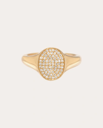 Shop Zoe Lev Women's Pavé Diamond Signet Ring In Gold