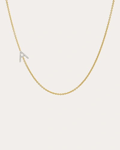 Zoe Lev Diamond Asymmetrical Initial 14k Yellow Gold Necklace In Black