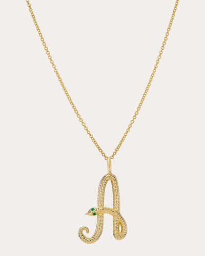 Shop Zoe Lev Women's Cursive Snake Initial Pendant Necklace In Black