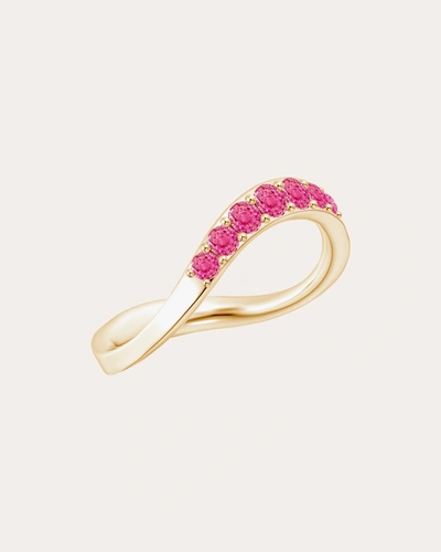 Shop Natori Women's Sapphire Brush Stroke Shangri-la Half-eternity Ring In Pink