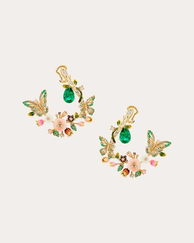 Shop Anabela Chan Women's Butterfly Garland Earrings In Green