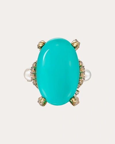 Shop Anabela Chan Women's Turquoise Mermaid Ring 18k Gold In Blue