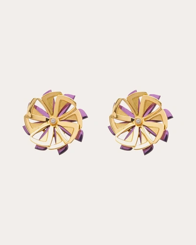 Shop Carol Kauffmann Women's Mini Summer Camellia Earrings In Purple