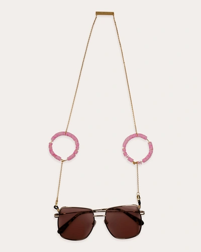 Shop Frame Chain Baby Pink Candy Pop Glasses Chain In Gold