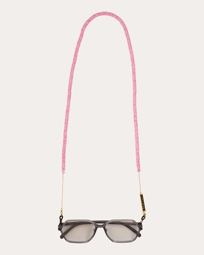 Shop Frame Chain Baby Pink Candy Rain Glasses Chain In Gold