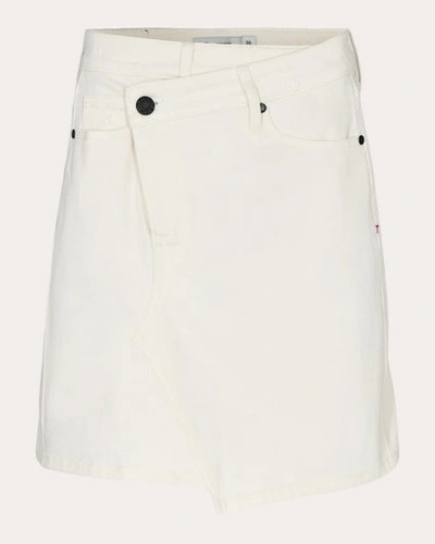 Shop Tomorrow Women's Brown Wrap Denim Skirt In White