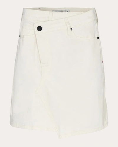 Tomorrow Women's Brown Wrap Denim Skirt In White
