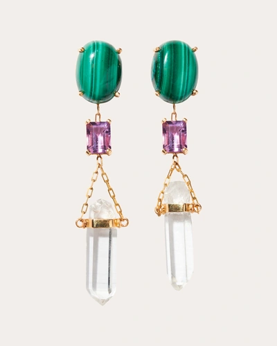 Shop Jia Jia Women's Atlas Malachite Amethyst & Crystal Quartz Earrings In Gold