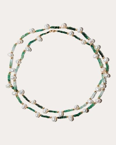 Shop Jia Jia Women's Arizona Emerald Pearl Long Necklace In Green